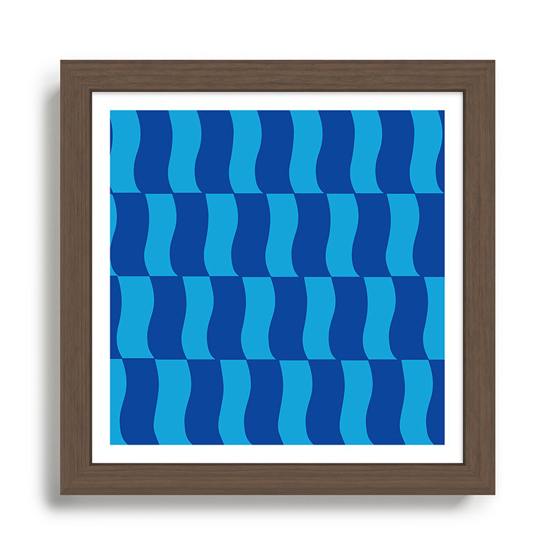 Cobalt Sky Wavy Blocks Framed Art Print Gallery Image 13