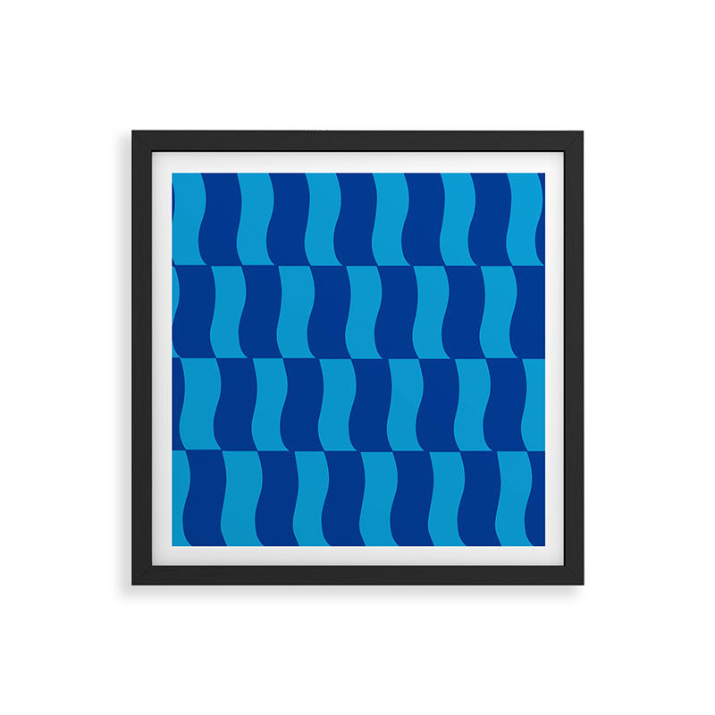 Cobalt Sky Wavy Blocks Framed Art Print Gallery Image 7