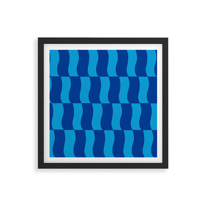 Cobalt Sky Wavy Blocks Framed Art Print Gallery Image 7
