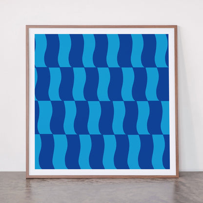 Cobalt Sky Wavy Blocks Framed Art Print Gallery Image 21