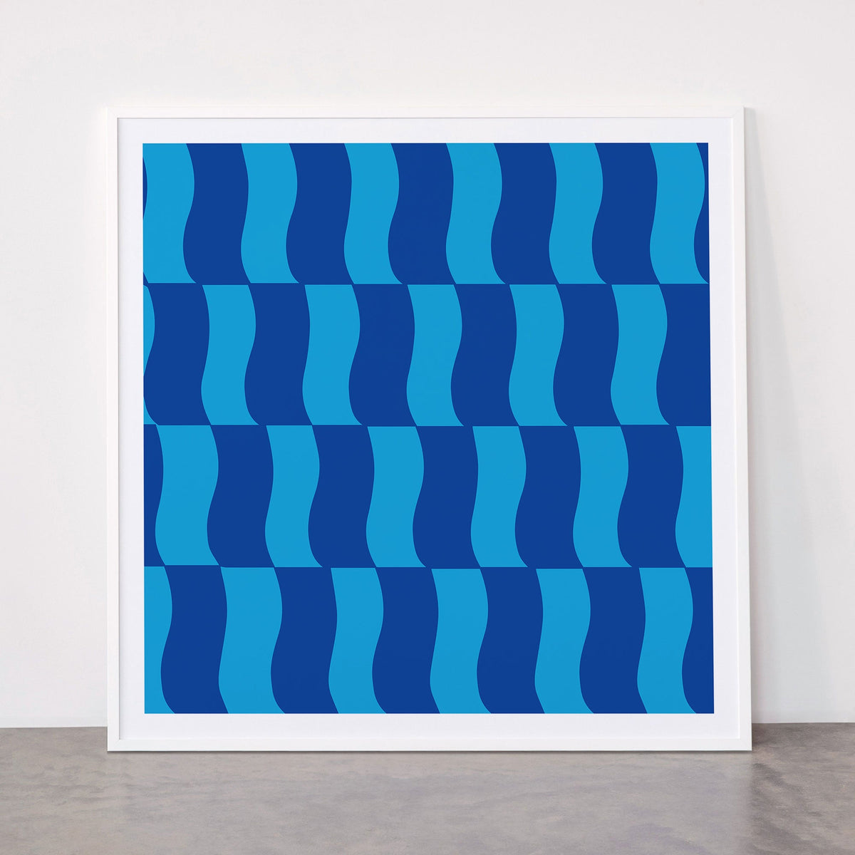 Cobalt Sky Wavy Blocks Framed Art Print Gallery Image 43