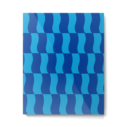 Cobalt Sky Wavy Blocks Metal Print Gallery Image 3