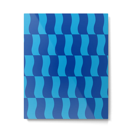 Cobalt Sky Wavy Blocks Metal Print Gallery Image 1
