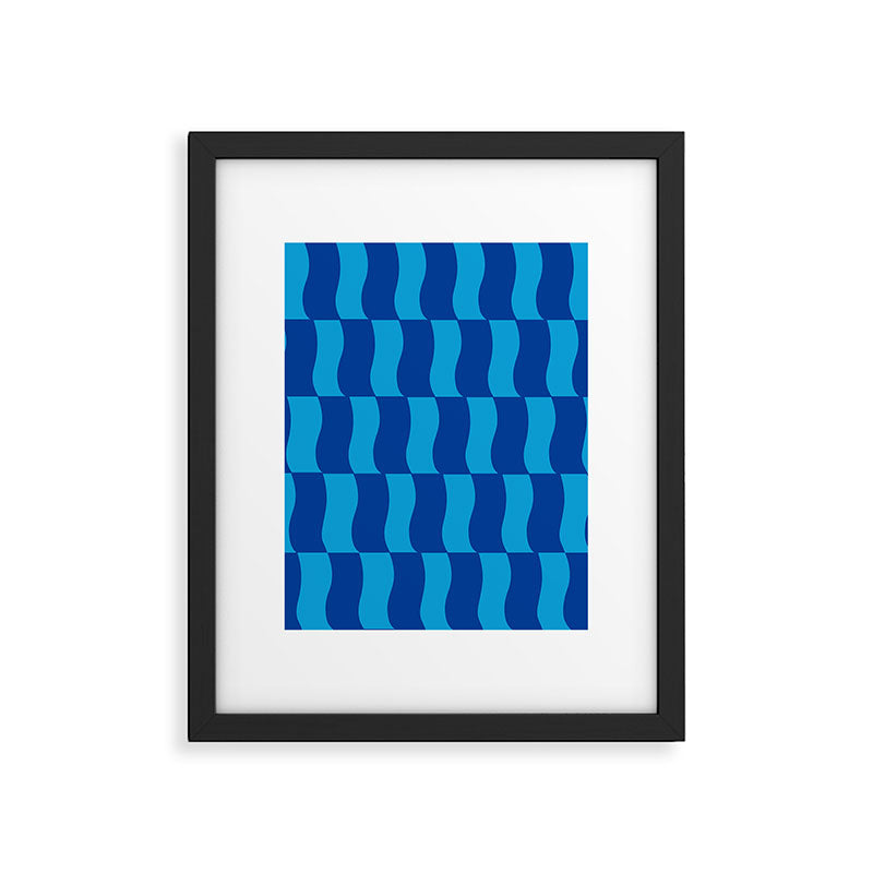 Cobalt Sky Wavy Blocks Framed Art Print Gallery Image 1