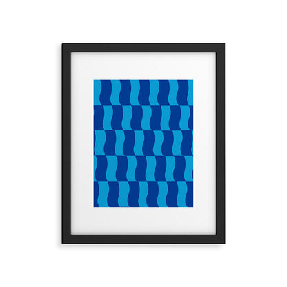 Cobalt Sky Wavy Blocks Framed Art Print Gallery Image 1