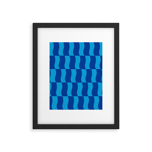 Cobalt Sky Wavy Blocks Framed Art Print Gallery Image 1