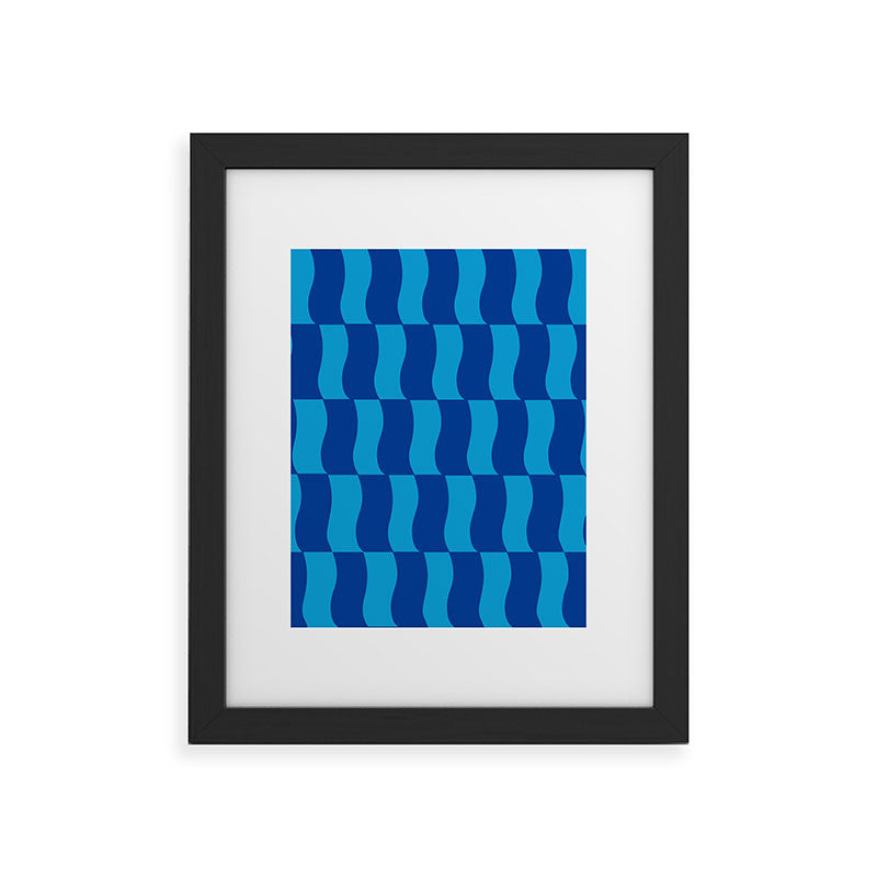 Cobalt Sky Wavy Blocks Framed Art Print Gallery Image 45