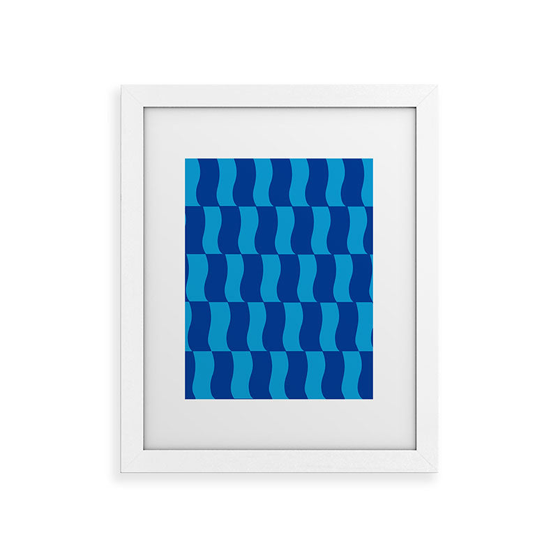 Cobalt Sky Wavy Blocks Framed Art Print Gallery Image 74