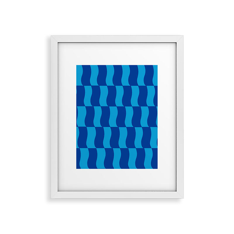 Cobalt Sky Wavy Blocks Framed Art Print Gallery Image 31