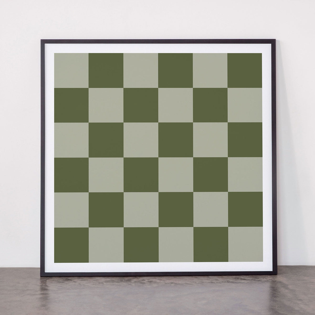 Checkered (Sage & Olive Green) Framed Art Print Gallery Image 3