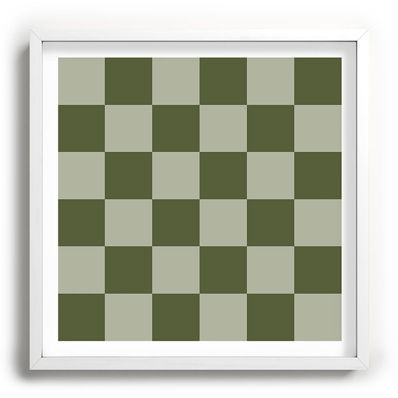 Checkered (Sage & Olive Green) Framed Art Print Gallery Image 32