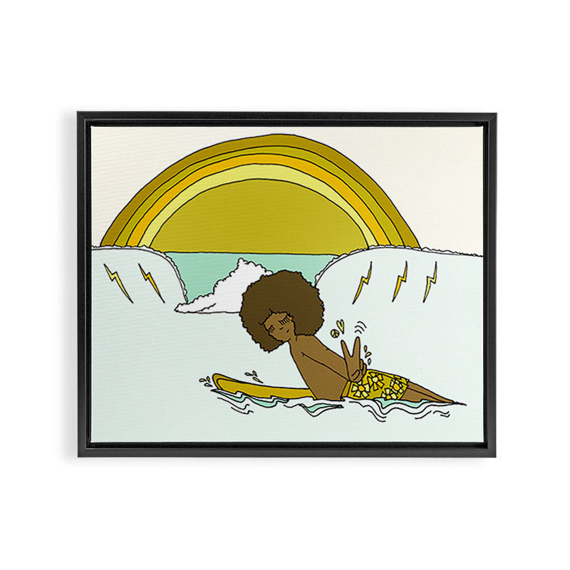 "buttons" kaluhiokalani 70s surf legend // retro surf art by surfy birdy Framed Canvas Print Gallery Image 4