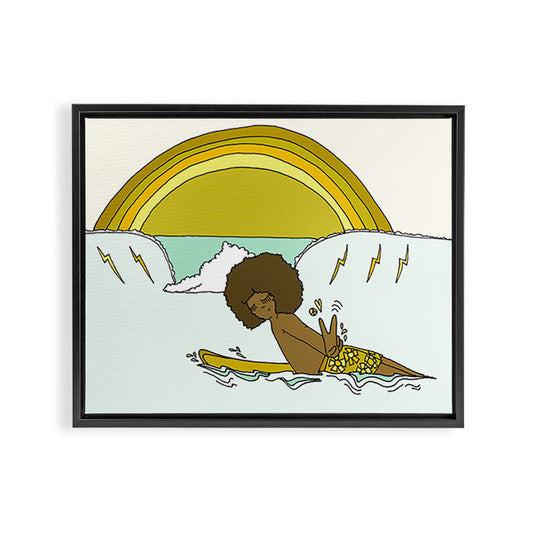"buttons" kaluhiokalani 70s surf legend // retro surf art by surfy birdy Framed Canvas Print Gallery Image 2