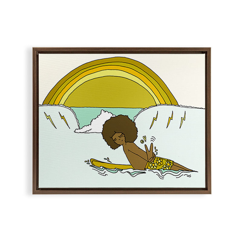 "buttons" kaluhiokalani 70s surf legend // retro surf art by surfy birdy Framed Canvas Print Gallery Image 7