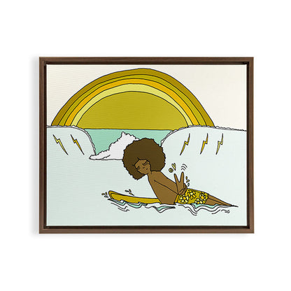 "buttons" kaluhiokalani 70s surf legend // retro surf art by surfy birdy Framed Canvas Print Gallery Image 7