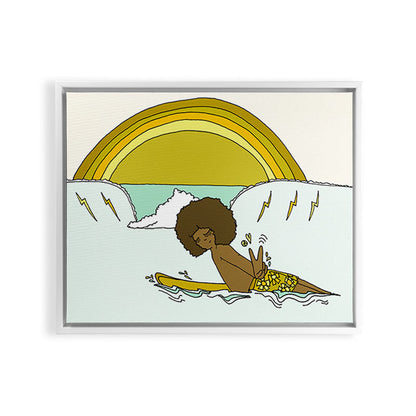 "buttons" kaluhiokalani 70s surf legend // retro surf art by surfy birdy Framed Canvas Print Gallery Image 23