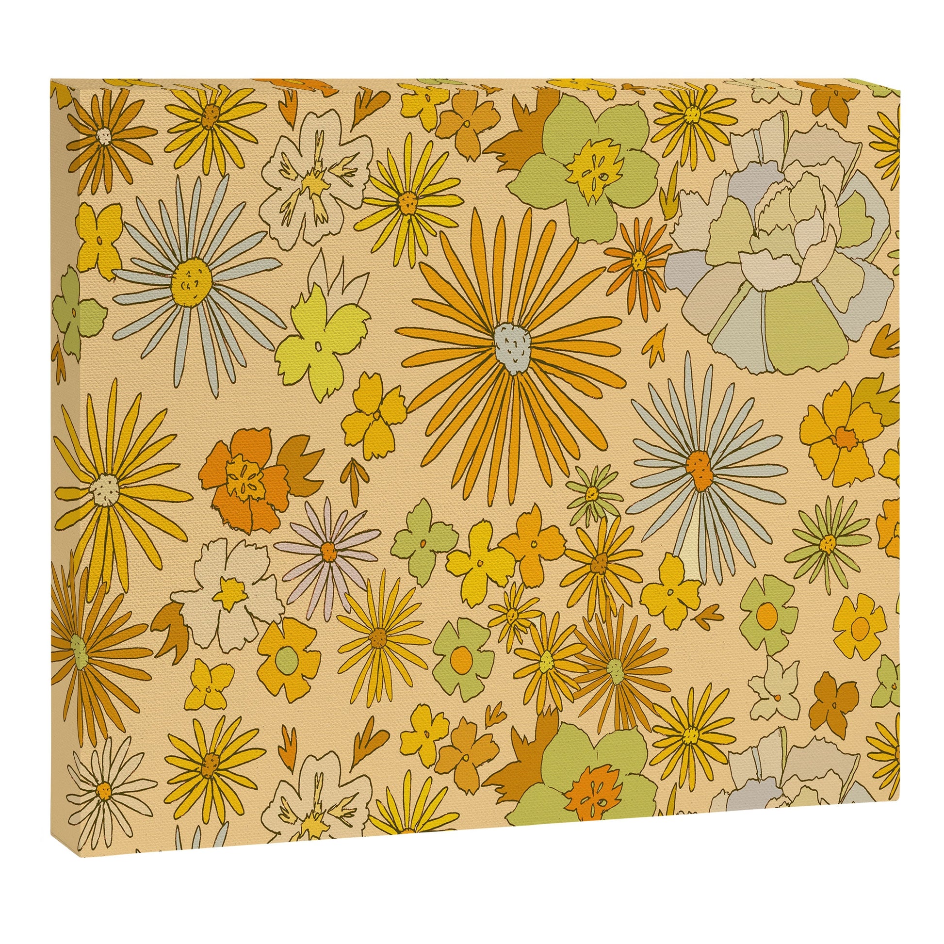 flower power wildflowers brown // retro art by surfy birdy Canvas Print Gallery Image 3