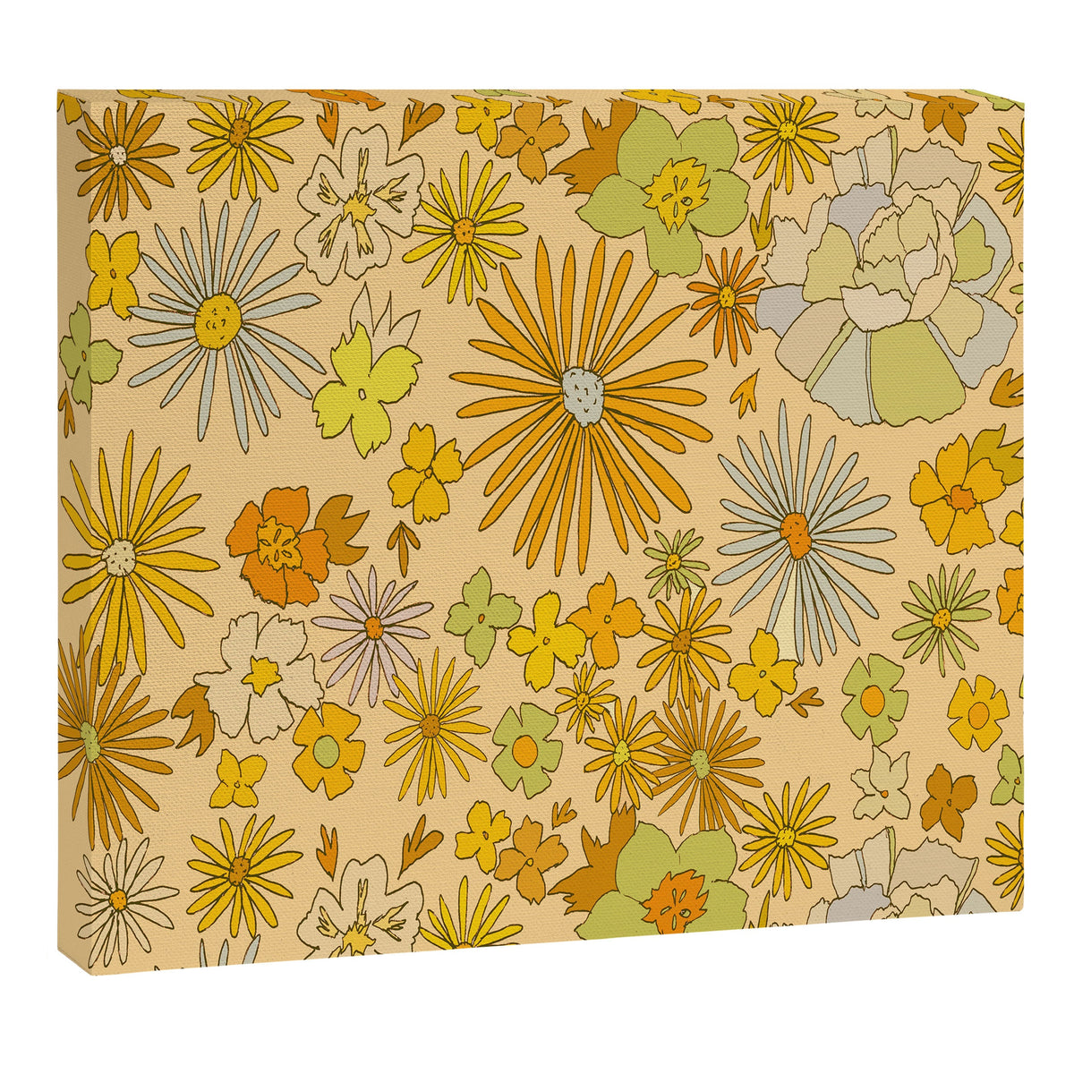 flower power wildflowers brown // retro art by surfy birdy Canvas Print Gallery Image 2