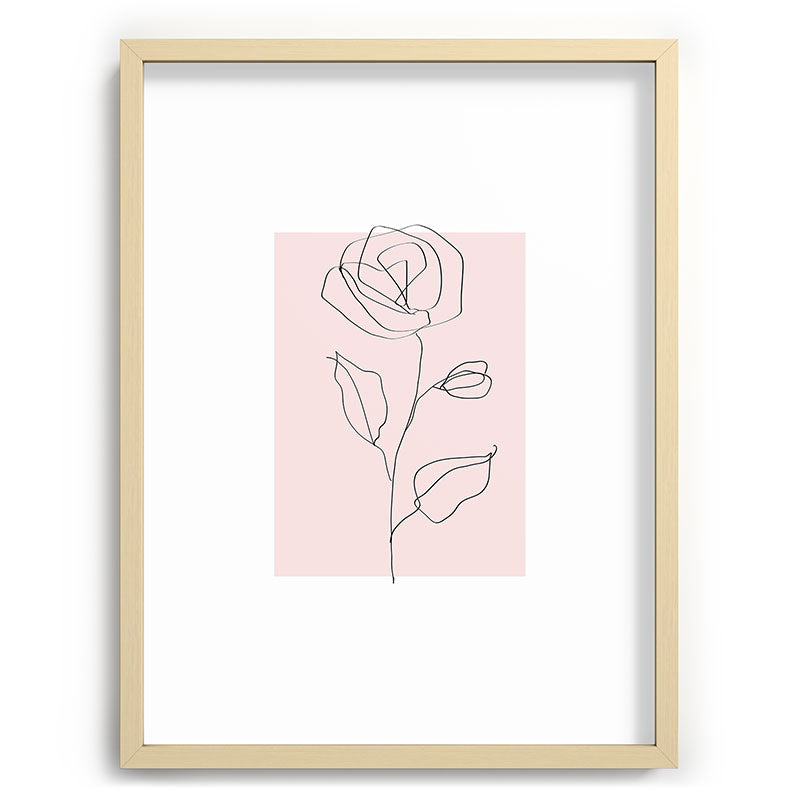 Botanical Line Art, Line Rose, Pink Wall Art, Minimalist Modern Art by Synplus Framed Art Print Gallery Image 72