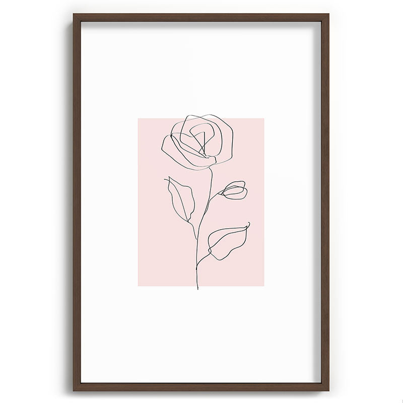 Botanical Line Art, Line Rose, Pink Wall Art, Minimalist Modern Art by Synplus Framed Art Print Gallery Image 68