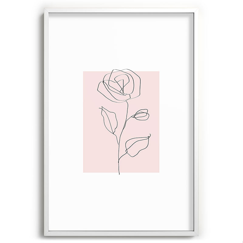 Botanical Line Art, Line Rose, Pink Wall Art, Minimalist Modern Art by Synplus Framed Art Print Gallery Image 80