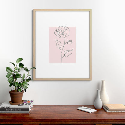 Botanical Line Art, Line Rose, Pink Wall Art, Minimalist Modern Art by Synplus Framed Art Print Gallery Image 49