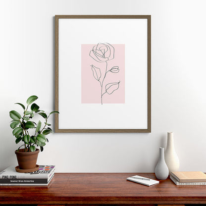 Botanical Line Art, Line Rose, Pink Wall Art, Minimalist Modern Art by Synplus Framed Art Print Gallery Image 42
