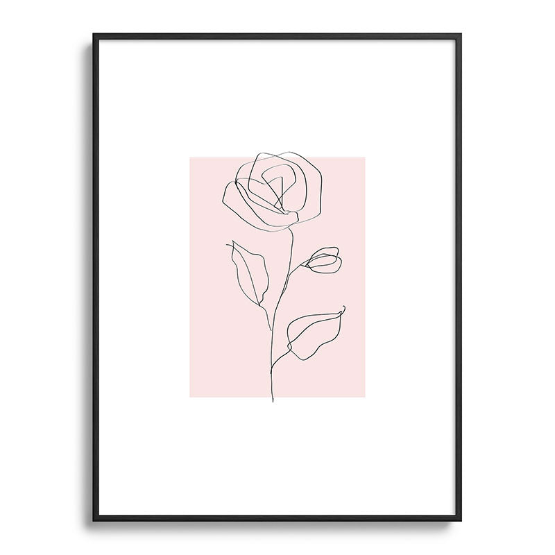 Botanical Line Art, Line Rose, Pink Wall Art, Minimalist Modern Art by Synplus Framed Art Print Gallery Image 85