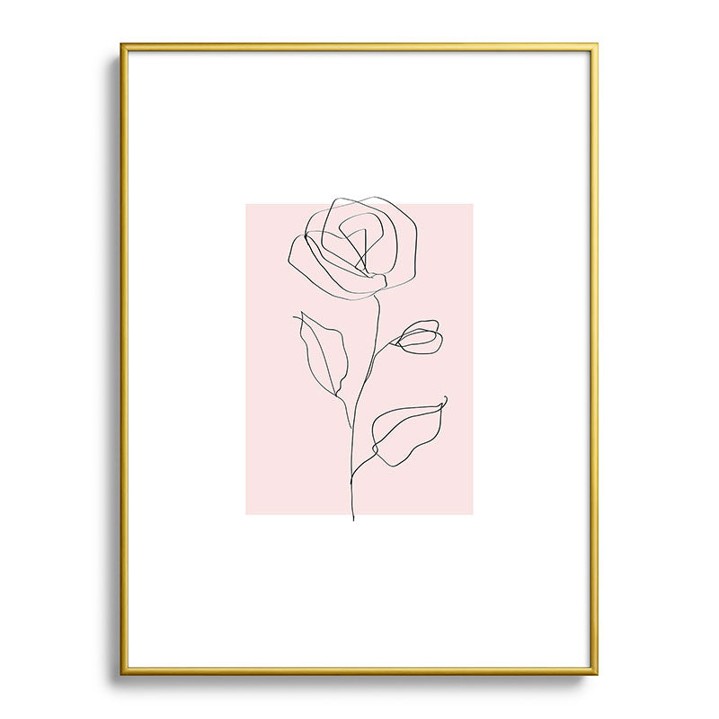 Botanical Line Art, Line Rose, Pink Wall Art, Minimalist Modern Art by Synplus Framed Art Print Gallery Image 92