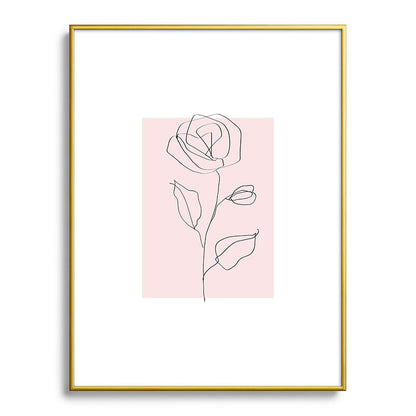 Botanical Line Art, Line Rose, Pink Wall Art, Minimalist Modern Art by Synplus Framed Art Print Gallery Image 92