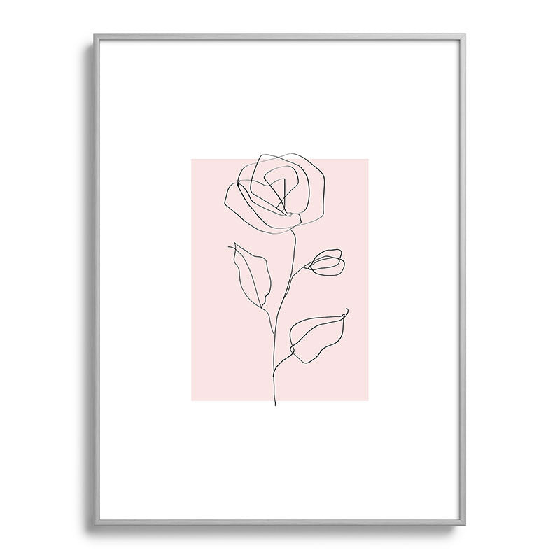 Botanical Line Art, Line Rose, Pink Wall Art, Minimalist Modern Art by Synplus Framed Art Print Gallery Image 99