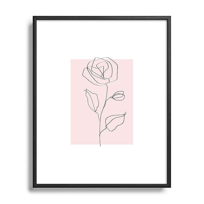 Botanical Line Art, Line Rose, Pink Wall Art, Minimalist Modern Art by Synplus Framed Art Print Gallery Image 82