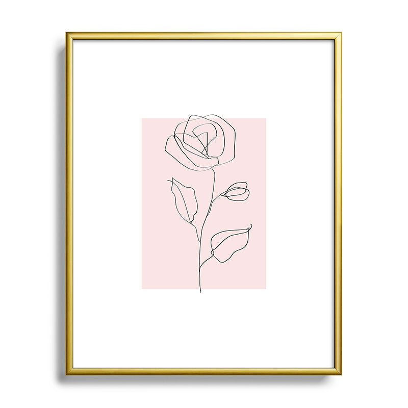 Botanical Line Art, Line Rose, Pink Wall Art, Minimalist Modern Art by Synplus Framed Art Print Gallery Image 89
