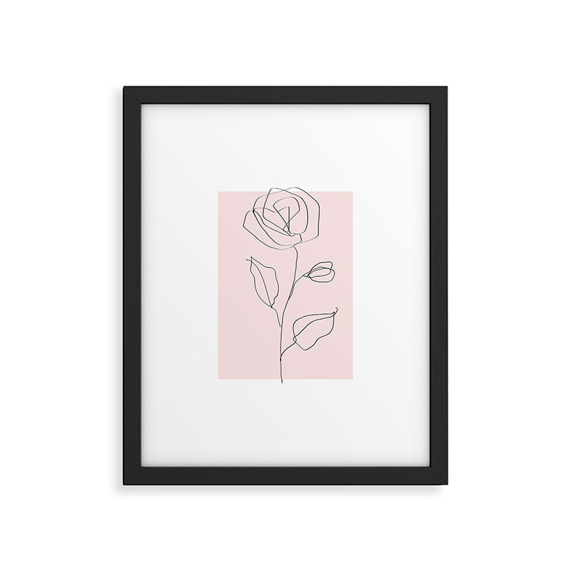 Botanical Line Art, Line Rose, Pink Wall Art, Minimalist Modern Art by Synplus Framed Art Print Gallery Image 5