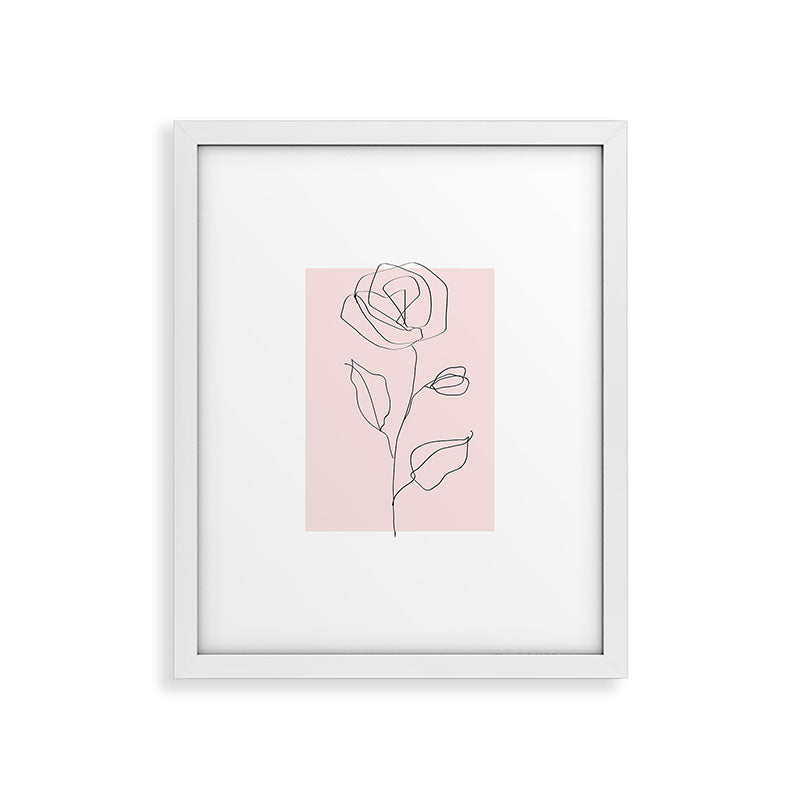 Botanical Line Art, Line Rose, Pink Wall Art, Minimalist Modern Art by Synplus Framed Art Print Gallery Image 26