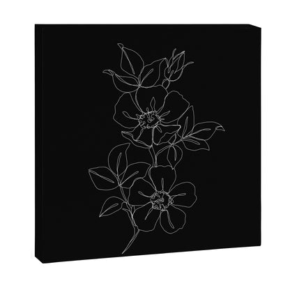 Botanical illustration one line drawing - Rose Black Canvas Print Gallery Image 6