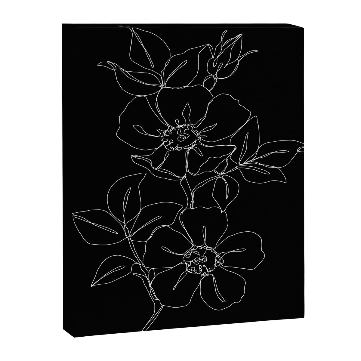 Botanical illustration one line drawing - Rose Black Canvas Print Gallery Image 8
