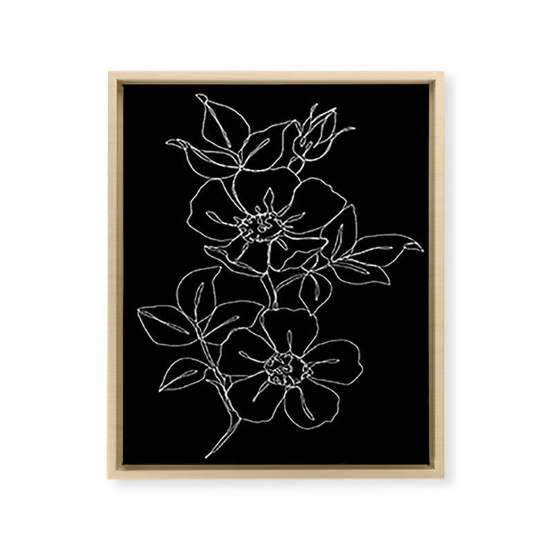 Botanical illustration one line drawing - Rose Black Framed Canvas Print Gallery Image 26