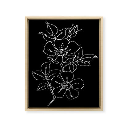 Botanical illustration one line drawing - Rose Black Framed Canvas Print Gallery Image 26