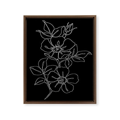 Botanical illustration one line drawing - Rose Black Framed Canvas Print Gallery Image 16