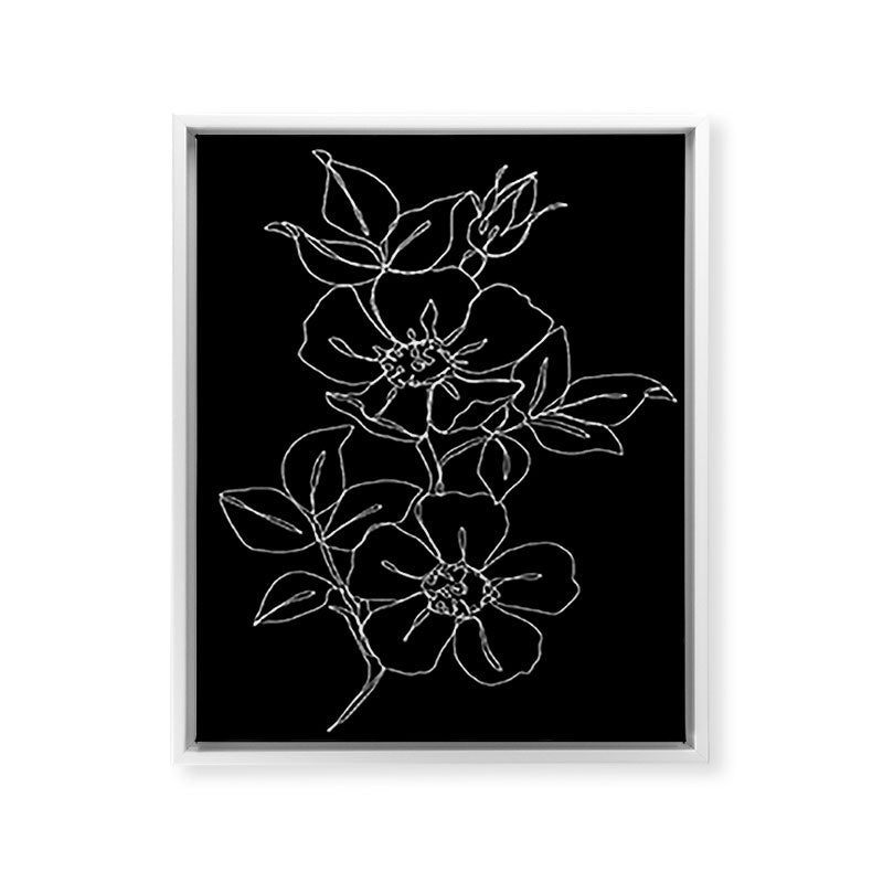 Botanical illustration one line drawing - Rose Black Framed Canvas Print Gallery Image 30