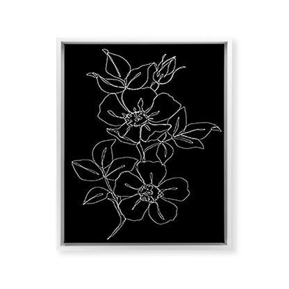 Botanical illustration one line drawing - Rose Black Framed Canvas Print Gallery Image 35