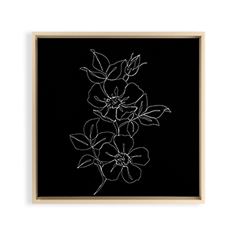 Botanical illustration one line drawing - Rose Black Framed Canvas Print Gallery Image 24
