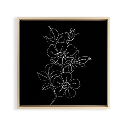 Botanical illustration one line drawing - Rose Black Framed Canvas Print Gallery Image 24