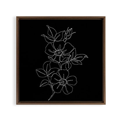 Botanical illustration one line drawing - Rose Black Framed Canvas Print Gallery Image 11