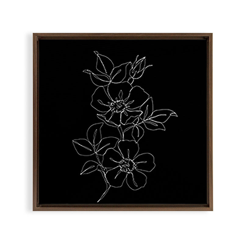 Botanical illustration one line drawing - Rose Black Framed Canvas Print Gallery Image 15
