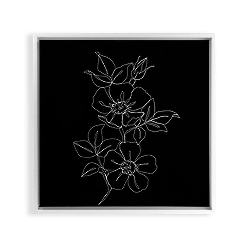 Botanical illustration one line drawing - Rose Black Framed Canvas Print Gallery Image 29
