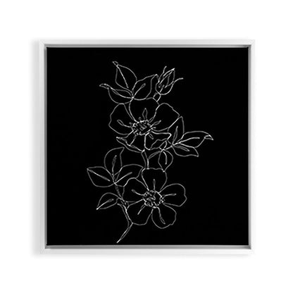 Botanical illustration one line drawing - Rose Black Framed Canvas Print Gallery Image 29