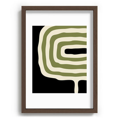 Abstract Geometric Rings 234 Black Olive Green and Beige Framed Art Print Gallery Image 89