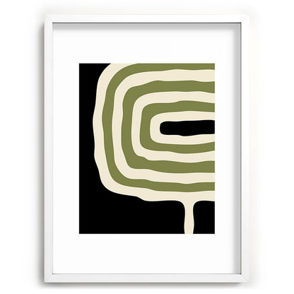 Abstract Geometric Rings 234 Black Olive Green and Beige Framed Art Print Gallery Image 107